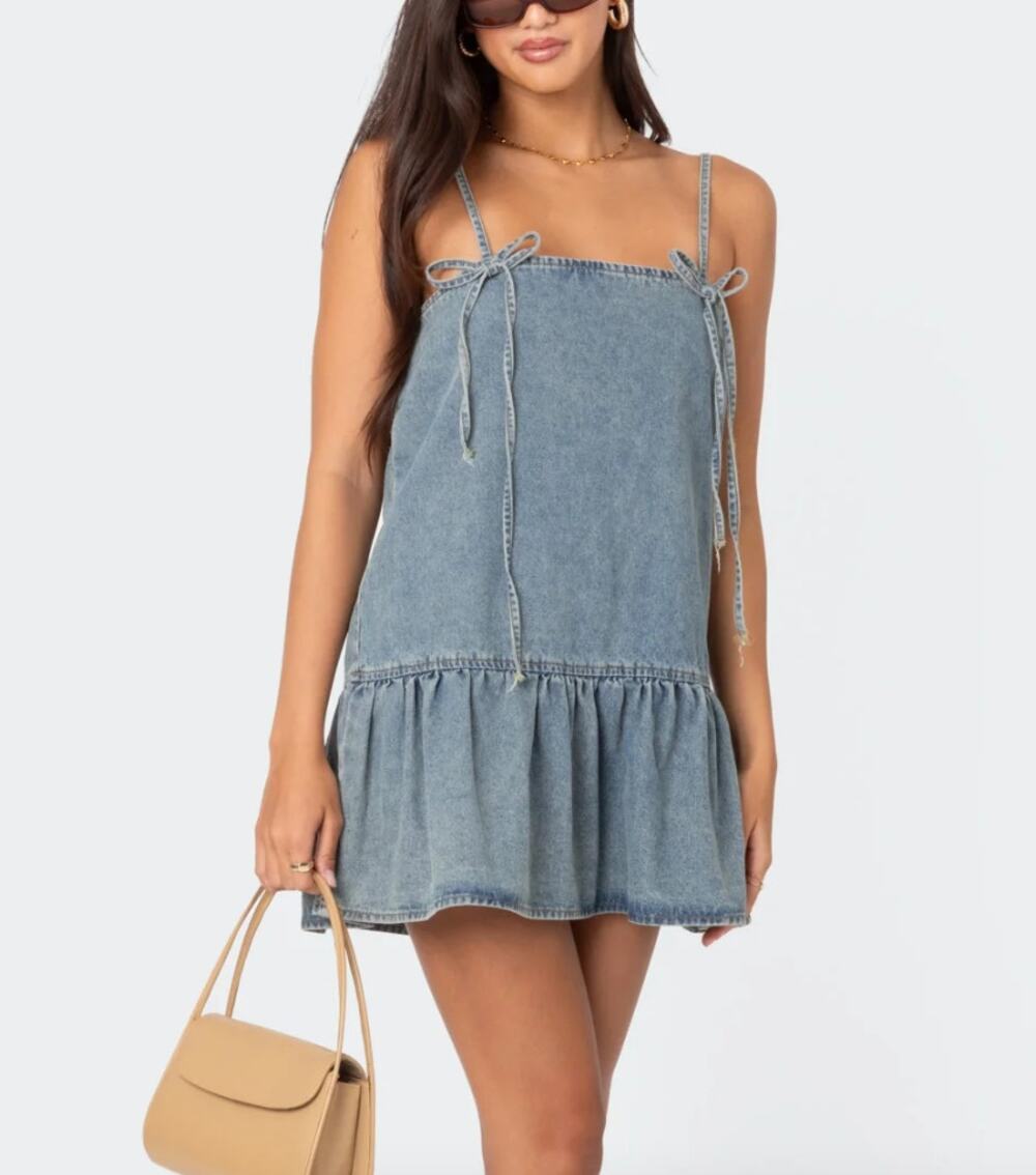 Edikted Dylan Denim Mini Dress Size XS